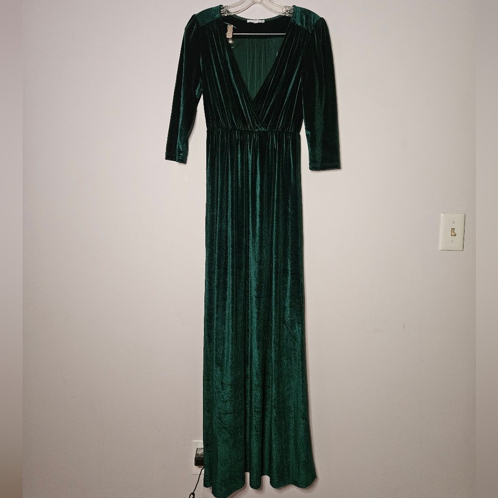 Baltic Born Emerald Green Velvet Maxi Dresa